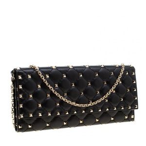 Valentino Black Quilted Leather Rockstud Chain Cl… - image 1